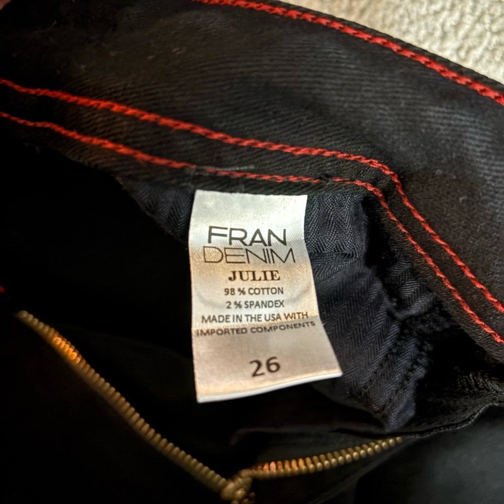 Fran Denim Black Jeans with Red Stitching